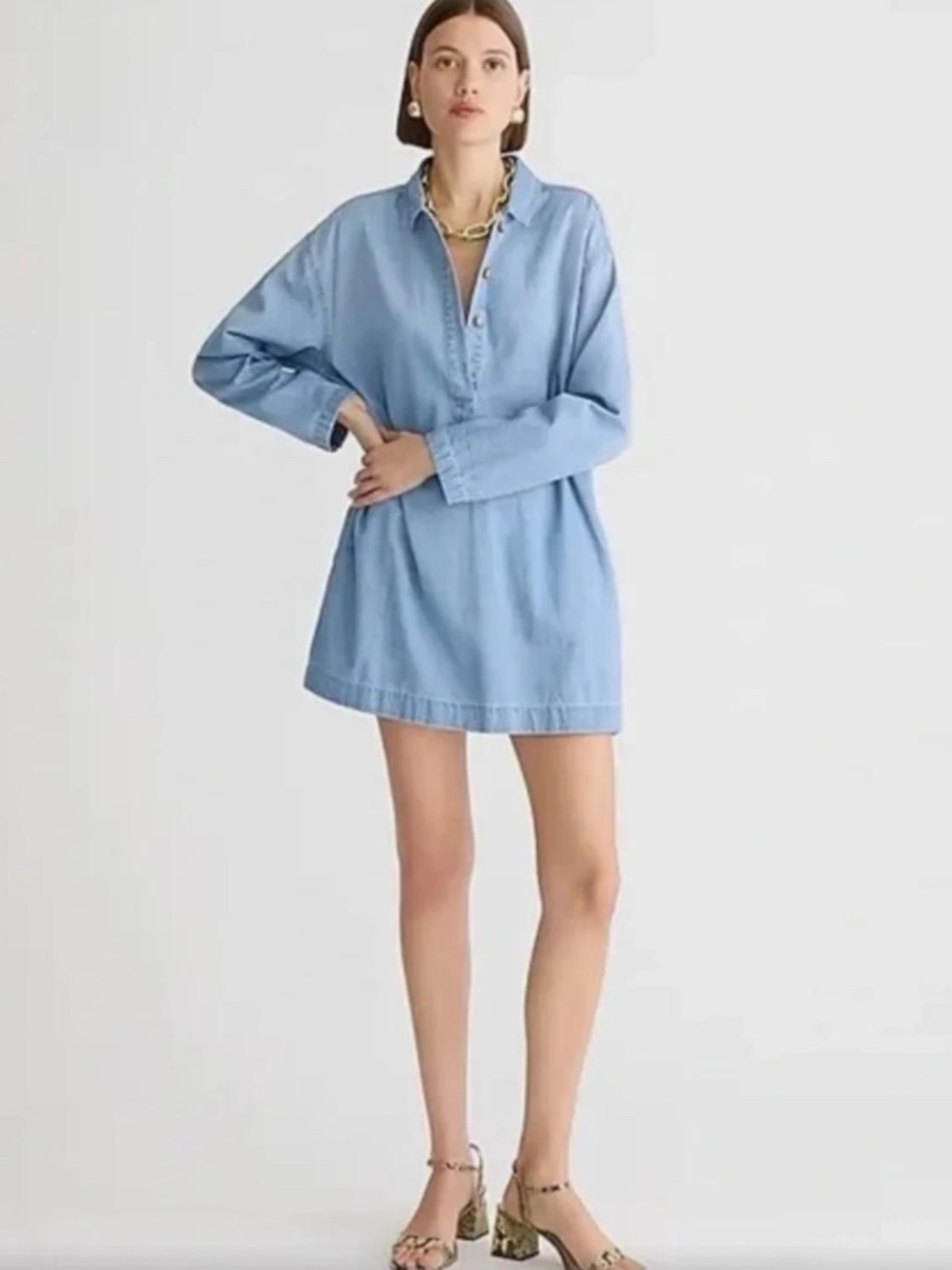 J. Crew Popover Dress in Chambray